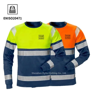 ANSI Class 3 High Visibility Construction Worker Security Work Clothes Uniform Reflective Safety T-Shirts Hi Vis Workwear Shirt