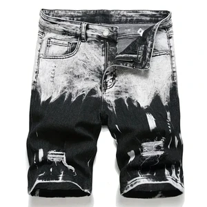 Men's Denim Shorts Solid Pattern Customizable Logo Quick Dry Breathable Street Style Loose Fit High Quality