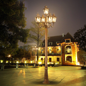 Outdoor Waterproof Led European Retro Garden Lamp Community Garden Villa Multi-head High Pole Antique Special Landscape Lamp