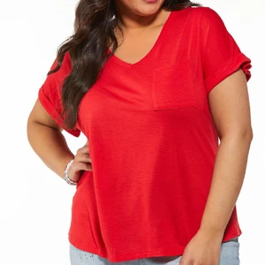 Plus Size Women's V Neck T Shirts Best Quality Unique Design 100% Cotton Cheap Price Factory Made Short Sleeve V Neck T Shirts