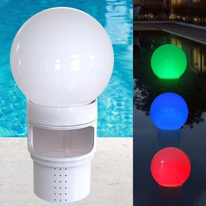New Arrival Solar Powered RGB Lights Swimming Pool Chlorinator Floating Chemical Dispenser for 3 Inch Tablets