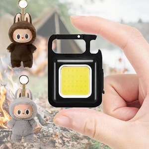Labubu Mini Portable Led Light Super Bright 3 Light Mode Rechargeable Worklight Own Bracket Keychain Flashlights Outdoor Camping