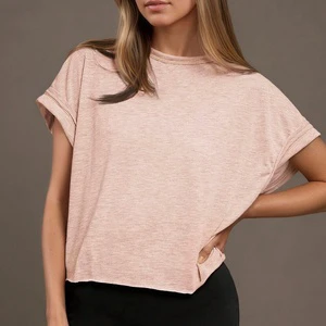 Women Open Back Yoga T-Shirt Cross-Back Cutout Short Sleeve Loose Fit Workout Top for Gym & Casual Wear