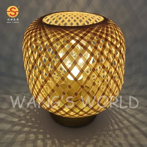 Vintage Style LED Lantern Battery Operated Rattan Bamboo Light Bulb Handmade Metal Wood Home Decoration For Indoor Use Boxed