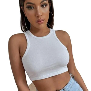 High-elasticity Quick-drying Breathable Women's Tank Top Hot Sale New Ribbed Sleeveless Solid Color Summer Casual Polyester
