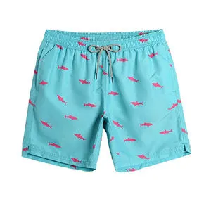 Custom Men's 100% Cotton Solid Casual Beach Shorts Swim Trunks Quick Dry Breathable with Mesh Lining