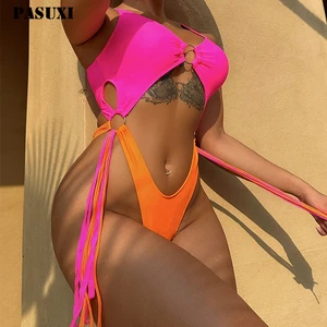 PASUXI Factory Wholesale New Custom Swimwear Design One Piece Swimsuit Thong Halter Bikini Triangle Fashion Beach Swimsuit