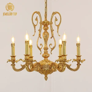 Jewellerytop European French Vintage Copper Lighting Antique Bronze Pendant Lamp Full Solid Brass Luxury Chandelier