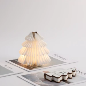 Wood Mushroom Small Night Lamp Portable Folding Paper Lamp 700mAh Rechargeable Mini Christmas Decorative Garden Outdoor Lights