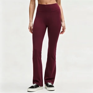 Bamboo Cotton Flare Yoga Pants for Women High Waisted Bootcut Workout Sports Pants Breathable Flare Leggings