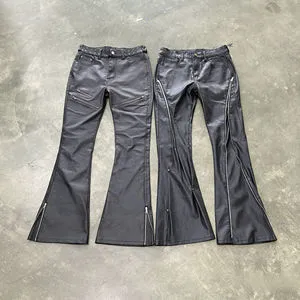 Plus Size Flared Trousers Return Washed Street Hip Hop Denim Pants High Quality Black Wax Coated Men's Jeans