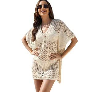 New Beach Smock Knitted Hollowed Out Holiday Bikini Sunscreen Shirt Sold Well on Beach Wear Cover up