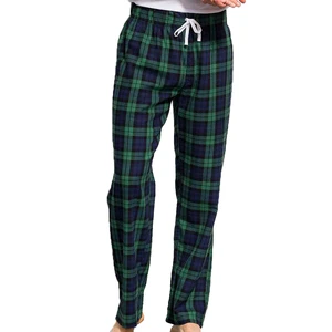 Soft Style Lightweight Casual Mens Pajama Bottoms in Tartan Pattern Flannel with Adjustable Fit for Cozy Sleepwear