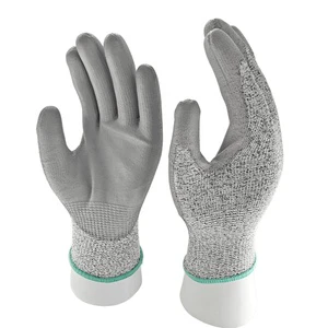 Wholesale Price HPPE Shell PU Dipped Level 5 Anti-Cut Puncture Tear Resistant Grey Speckled Work Protection Cut Resistant Gloves
