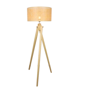 Modern Solid Bamboo Floor Lamp Standing Lamps for Living Room Wood Light Bedside Bedroom Restaurant Lampshade Natural Style