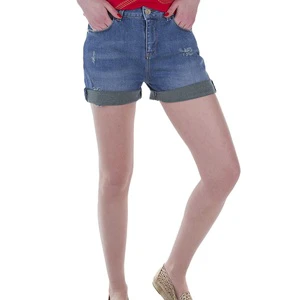 Summer Women's High Waisted Skinny Fit Breathable Denim Shorts with Bow Rivet Flowers and Button Casual Solid Color