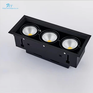 Commercial Lighting Led Grille Light 3 Head Grille Downlight Adjustable Square Housings Led Spot Lights Living Room