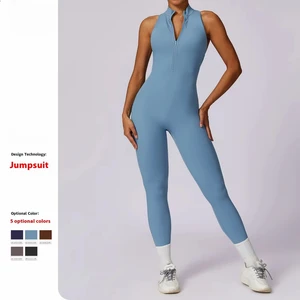 2025 New Quick-Dry Zipper Sports Bodysuit High-Intensity Fitness Training Yoga Jumpsuit with Bare Sensation Customizable Size