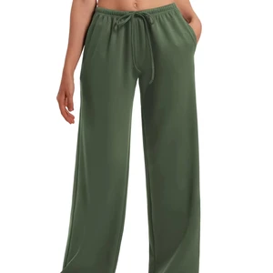 Women's Casual Summer Anti-Wrinkle Wide Leg Sweatpants Low Rise Elastic Drawstring with Pockets Factory Wholesale