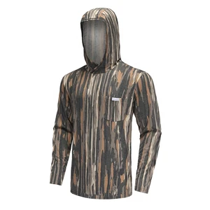 Custom Vertical Timber Camo Breathable Performance Fishing Hoodie Mens Rayon Blend UPF 40+ Sun Protection Long Sleeve Pocket 4XL