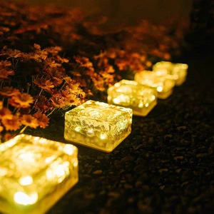 Outdoor Solar LED Ice Brick Lamp IP65 Rating Waterproof for Patio Road Courtyard Garden Landscape Camping Underground Decoration