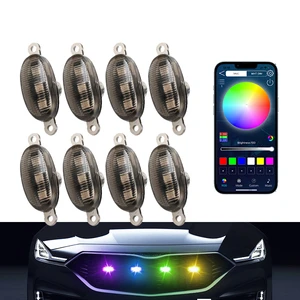LED Auto Strobe Light 12V Amber Front Hood Grille Lamp Multi-Function Waterproof Car Front Grille Lighting New Condition