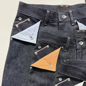 Custom Men Raw Selvedge Distressed Mid-rise Breathable Solid Knitted Denim 14oz 16oz 18oz 21oz Heavyweight Straight 100% Cotton