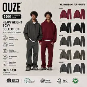 Men 3 Piece Tracksuit 350gsm Heavyweight Acid Wash Boxy Fit Short Wide Hoodie Joggers Set Frayed Edge Streetwear Kit
