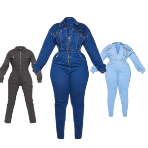 Manufacture Customize Wholesale Denim Overalls High Quality Womens Utility Denim Boilersuit Jumpsuits Women