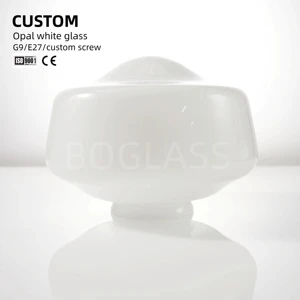 BO-GLASS Handblown Classic Design 10inch Dia 4 In Fitter Opal White Glass Schoolhouse Flush Mount Lamp Shade