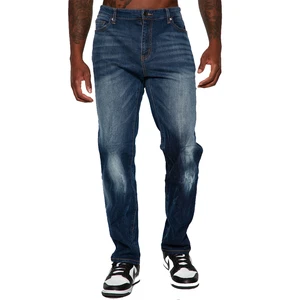 Men's High Quality Custom Logo Loose Business Trouser Straight Office Denim Pants Casual Style Washed Effect Canvas Lightweight