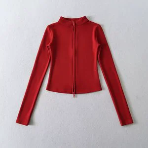 Women Zippered Yoga Jacket Stand-up Collar Fitness Outfit Elasticity Sports Jackets
