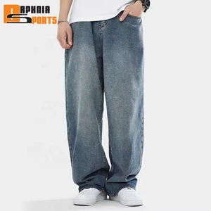 2026 Custom Print Men's Denim Pants High Quality Cotton Light Washed Baggy Plus Size Jeans Pant for Men's Baggy Pants