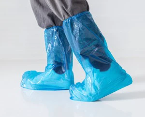 Disposable Waterproof Oil-Proof Safety Shoe Covers Thickened Plastic Composite Toe Pull-On Blue White Long Tube Cover
