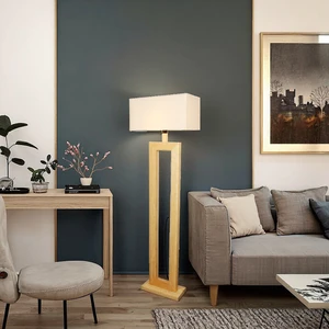 Modern Solid Wood Floor Lamp Standing Lamps for Living Room Wood Light Bedside Bedroom Wood Lamp Base Lampshade Indoor Lighting