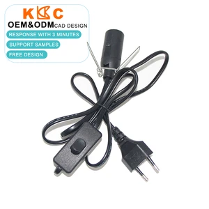 5Ft EU Uk Us 2Pin E14 E27 E26 Holder Cable With Switch For EU Salt Lamp Power Cord
