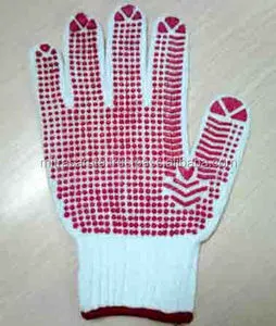 Safety 2 Sided XL Disposable Working Gloves Bleach White Cotton Knitted Latex Coated Anti-Slip Anti-Heat Soft