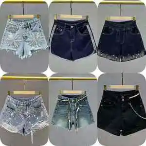 Cross-border Trade Women's Hip-hop Retro Distressed High-waisted Denim Shorts