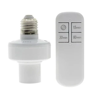 220V Wireless Remote Control Screw Style PC Material Lamp Holder E27 Socket Dimmable Timer Switch EU Plug LED Bulb Night Light