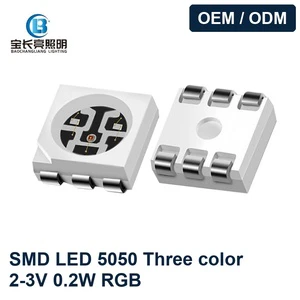 SMD LED 5050RGB LED Bead 0.2W High Brightness Sanan Chip Red, Green, Blue, Three Color Atmosphere Light With LED Strip Beads