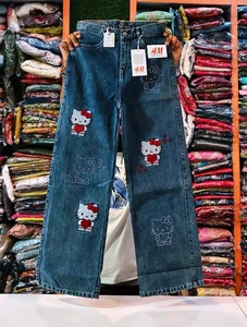 New Style Women's Breathable Casual Cargo Jeans Embroidery Loose Fit Straight-Leg Denim Long Pants Wholesale Boyfriend Jeans