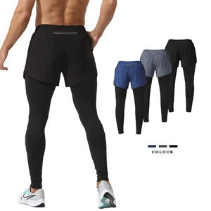 2pcs Set Men Running Compression Sweatpants Gym Jogging Leggings Basketball Football Shorts Fitness Clothes Tight Sport Pants