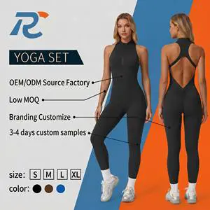 Women's One Piece Yoga Jumpsuit Full Length Fitness Bodysuit Slim Fit Gym Romper High Elasticity Workout Sportswear For Women