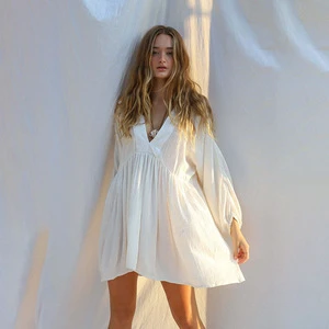 Long Sleeved Sun protection Shirt Bikini Coat Beach Coverup Holiday Backless Swimwear Cover up