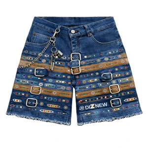 DiZNEW Men Denim Jorts Designer Shorts Custom logo Summer 2026 Vintage Fashion Youth Men 2026 Blue Jean Shorts