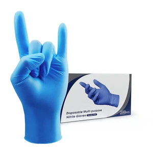 XINGYU Industrial Heavy Duty Blue Nitrile Gloves Waterproof 4Mil Disposable Protective Disposable Nitrile Gloves Powder Free