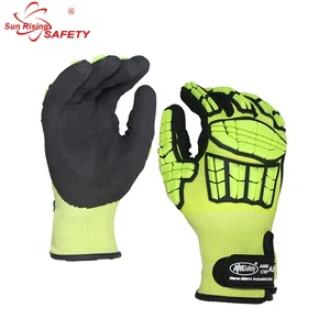 SRsafety ANSI Cut Resistant Glove Level 5 Nitrile Heavy Duty Mechanic Gloves Anti-cut High Impact Gloves for Work Yellow