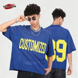 Men's Summer Boxy Fit Sports T-Shirt Digital Print Loose-Fit Breathable Mesh Jersey For Layering