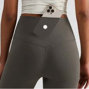 Solid Color High Quality Soft High Waist Back Pockets Athletic Ankle-Length Pants for Women Gym Yoga Leggings