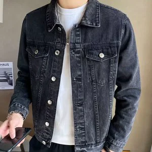 New Spring Fall Retro Casual Single Breasted With Lapel Vintage Western Style Teenagers Design Washed Denim Jacket for Men